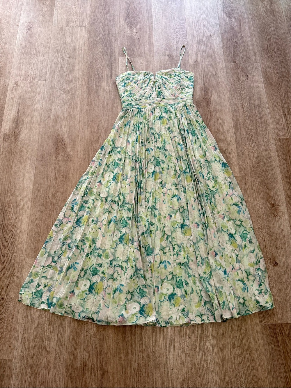 astra the lable bayley green floral pleated maxi summer sun dress size small NEW - Picture 7 of 11